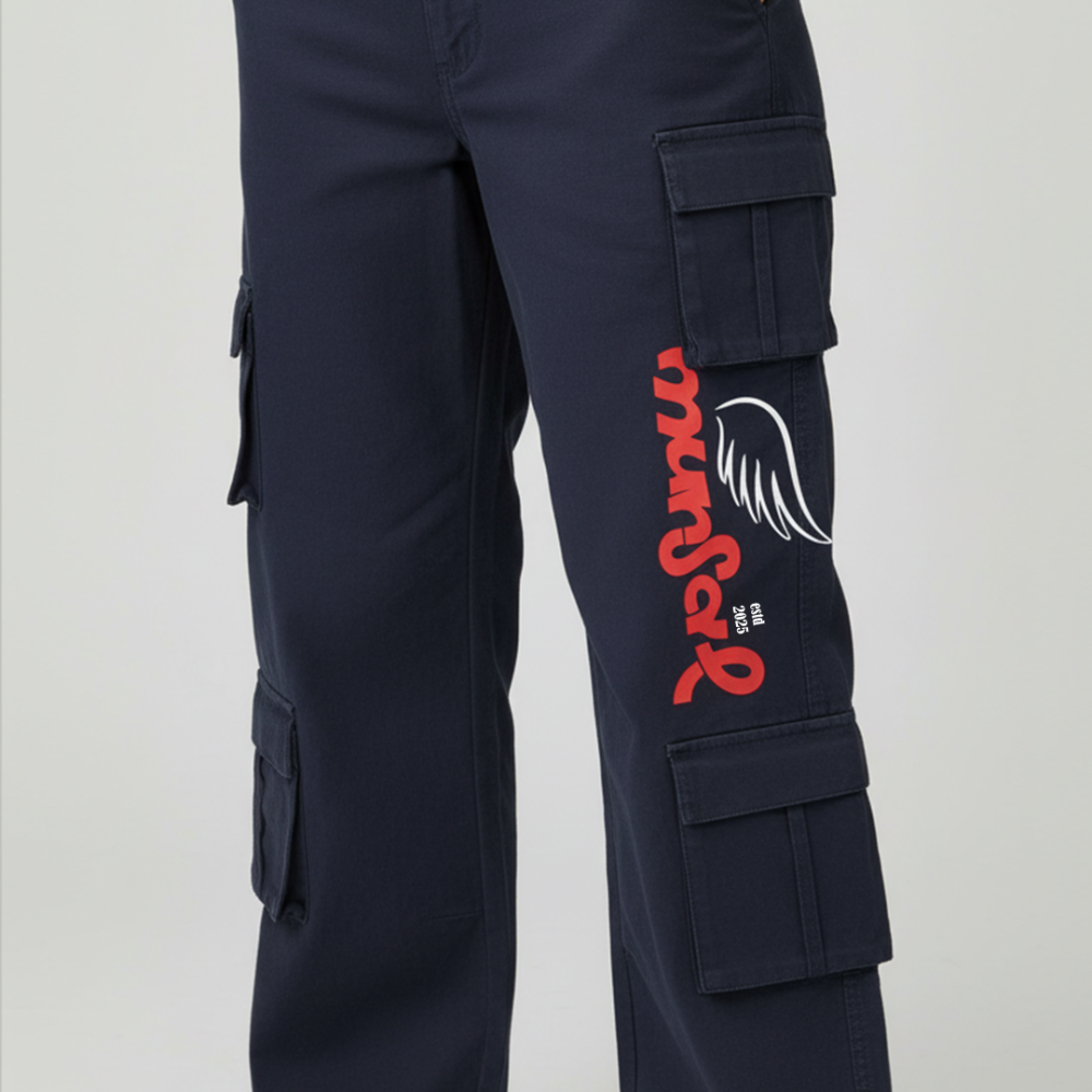 Cargo Pants-Mursal Embroidery & Mushroom Print